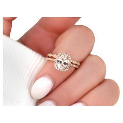 2.63ct Romani & Christie 14kt Rose Gold Champagne Peach Sapphire Bridal Set