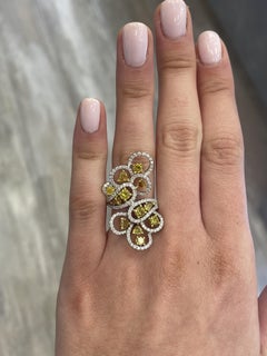 2.63ctt Fancy Greenish Brownish Yellow Diamond Floral Ring 18k