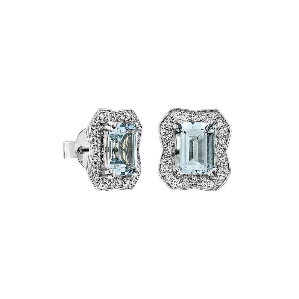 This collection features an array of aquamarines with an icy blue hue that is as cool as it gets! Accented with Diamonds these Stud Earrings are made in white gold and present a classic yet elegant look.

Aquamarine Stud Earring in 18Karat White