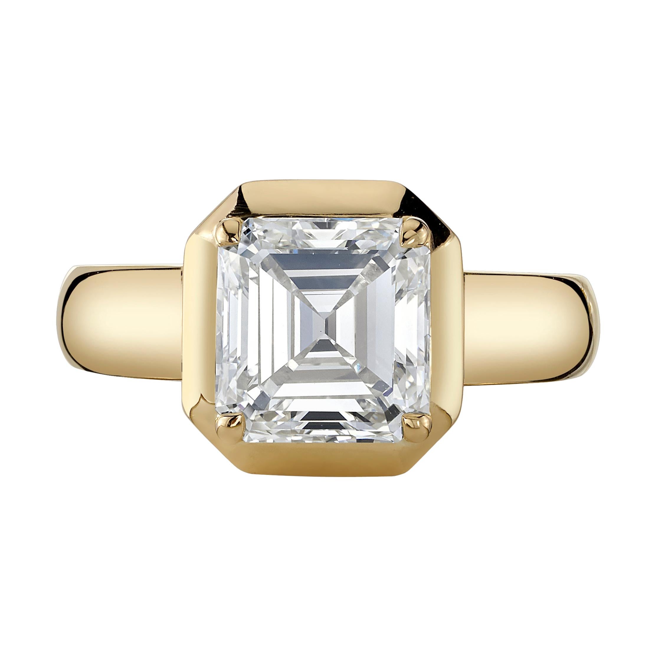 2.64 Carat Asscher Cut Diamond Set in a Handcrafted 18 Karat Yellow Gold Ring