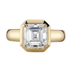 2.64 Carat Asscher Cut Diamond Set in a Handcrafted 18 Karat Yellow Gold Ring