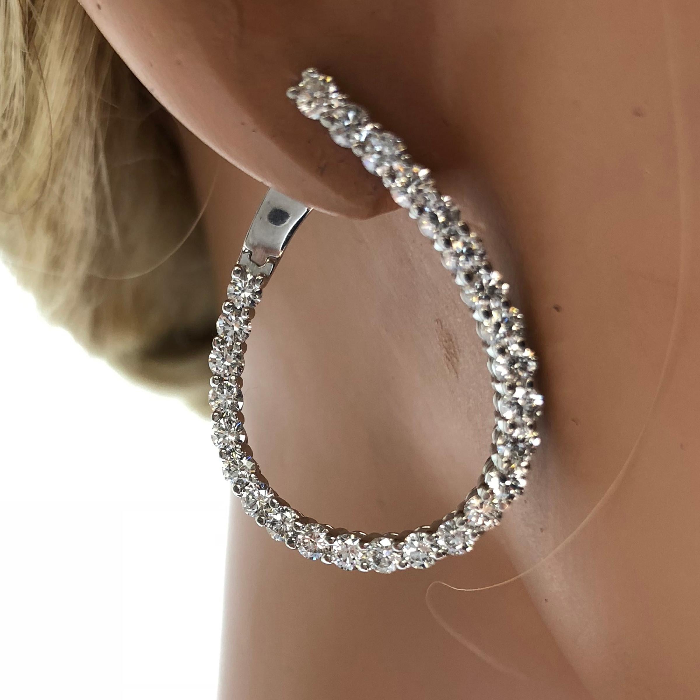 2.64 Carat Diamond Hoop Swirl Earrings in 14 Karat White Gold In New Condition In New York, NY