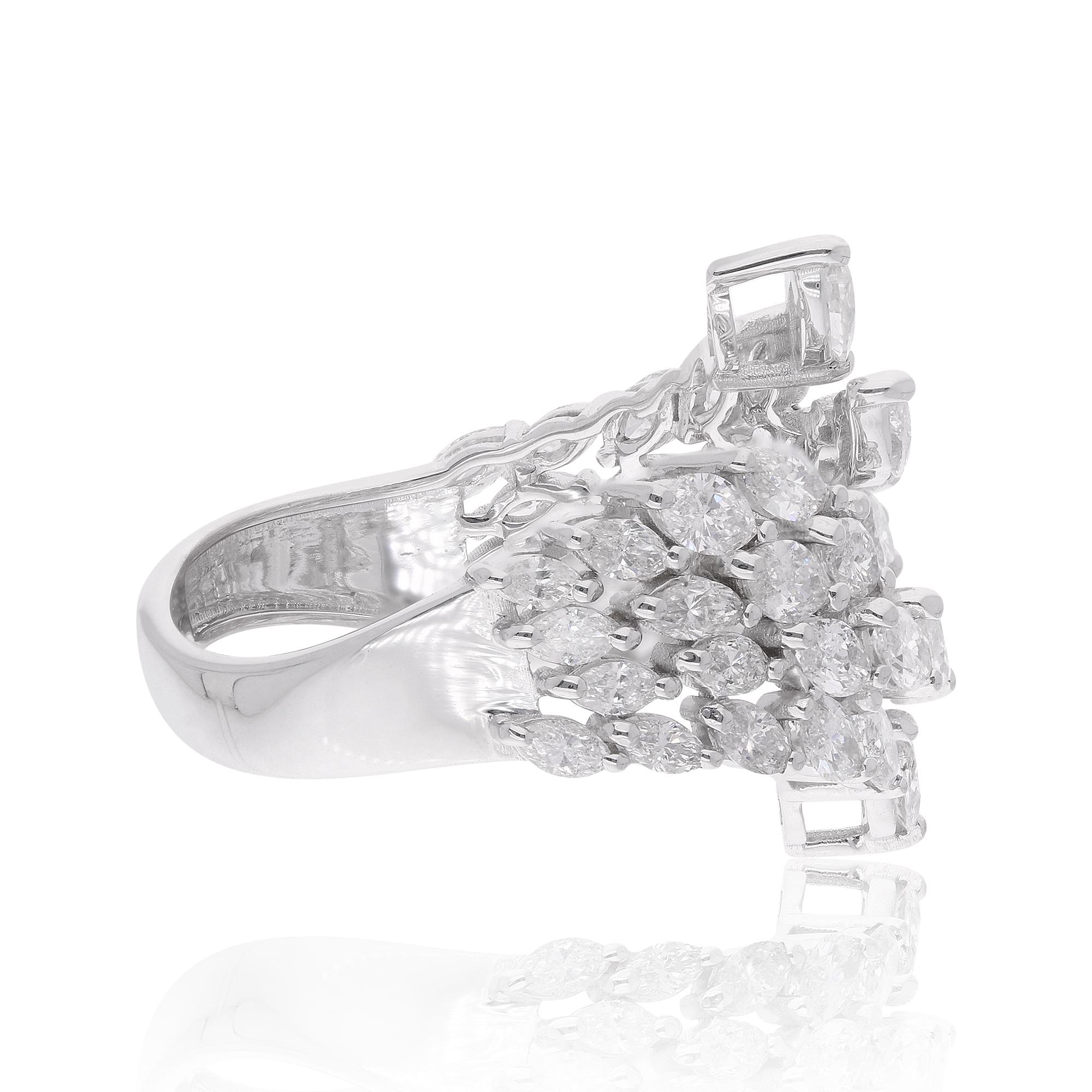 Modern 2.64 Carat Marquise Diamond Wrap Ring 14 Karat White Gold Handmade Fine Jewelry For Sale