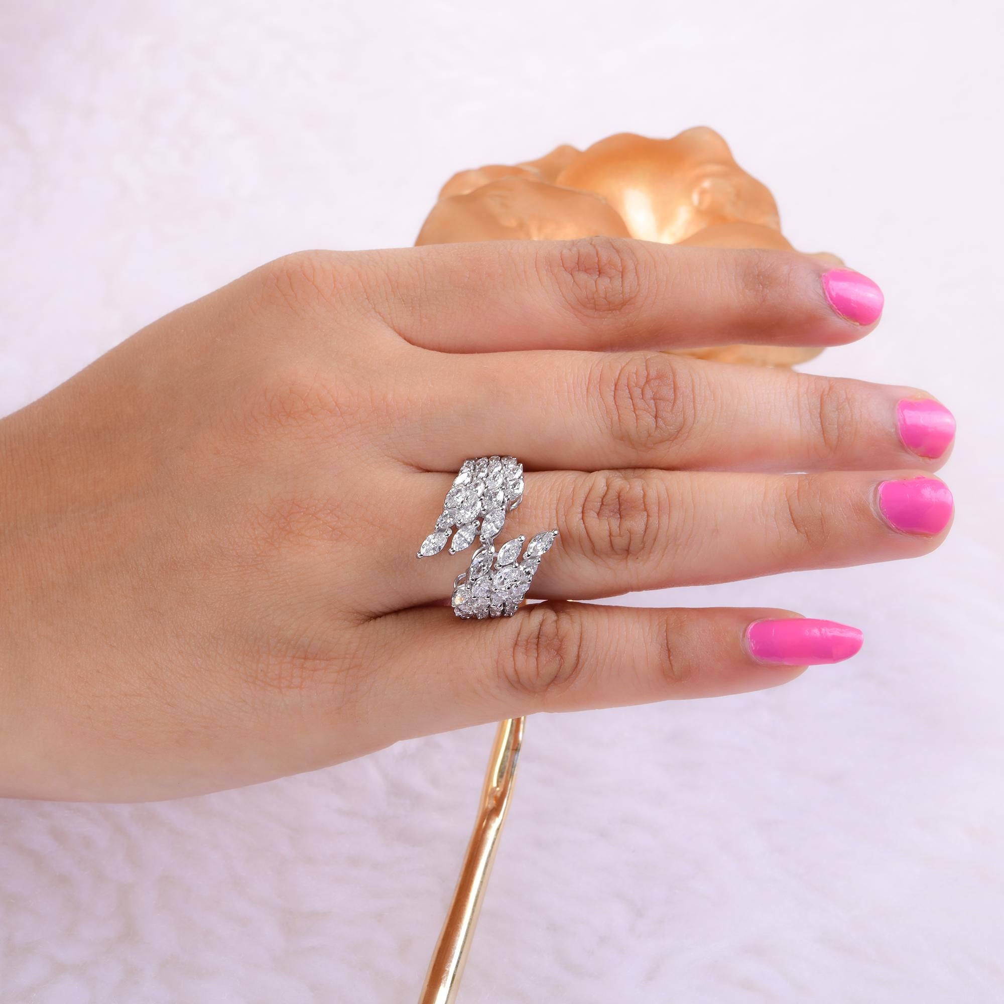 2,64 Karat Marquise Diamant Wrap Ring 14 Karat Weißgold Handmade Fine Jewelry Damen im Angebot
