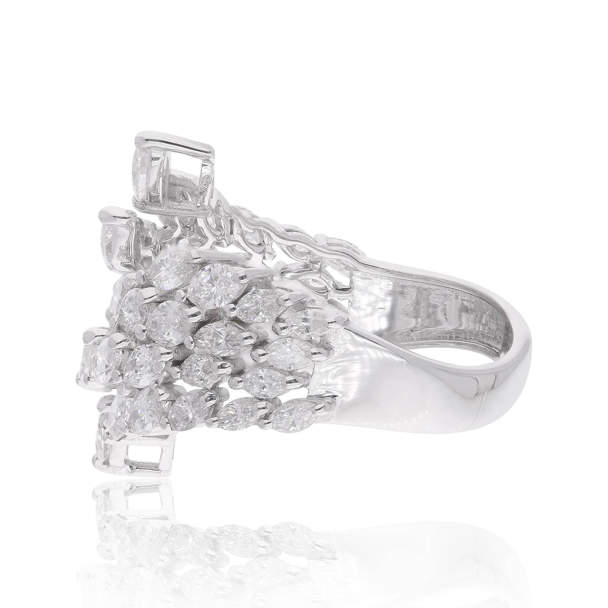 Women's 2.64 Carat Marquise Diamond Wrap Ring 14 Karat White Gold Handmade Fine Jewelry For Sale
