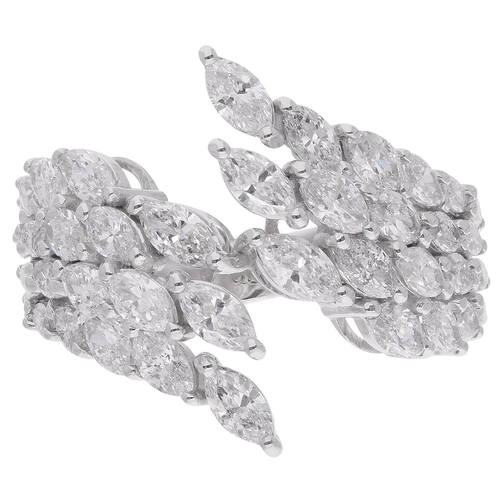 2.64 Carat Marquise Diamond Wrap Ring 18 Karat White Gold Handmade Fine Jewelry