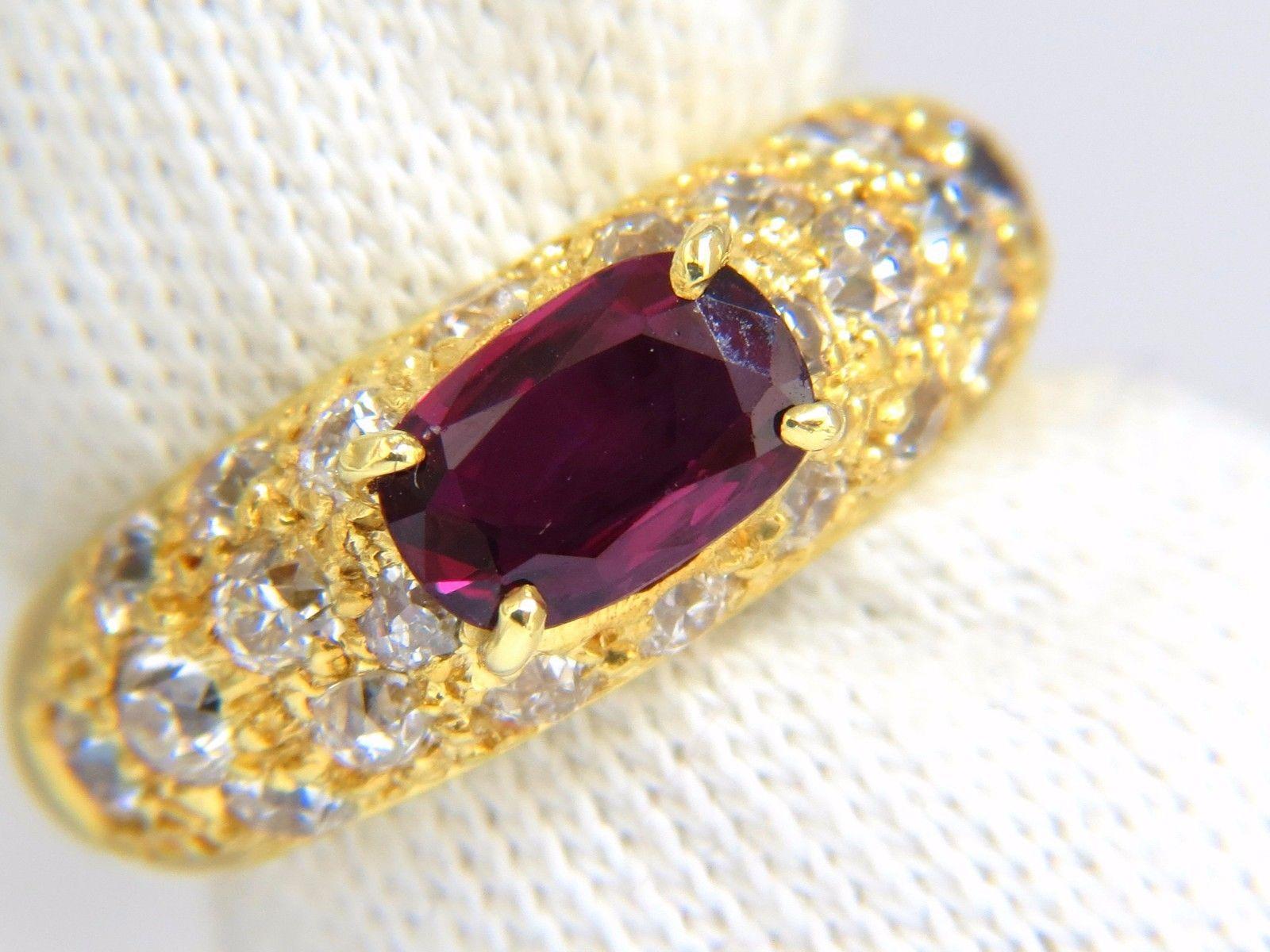 Oval Cut 2.64 Carat Natural Oval Vivid Purple Red Ruby Diamonds Ring 18 Karat