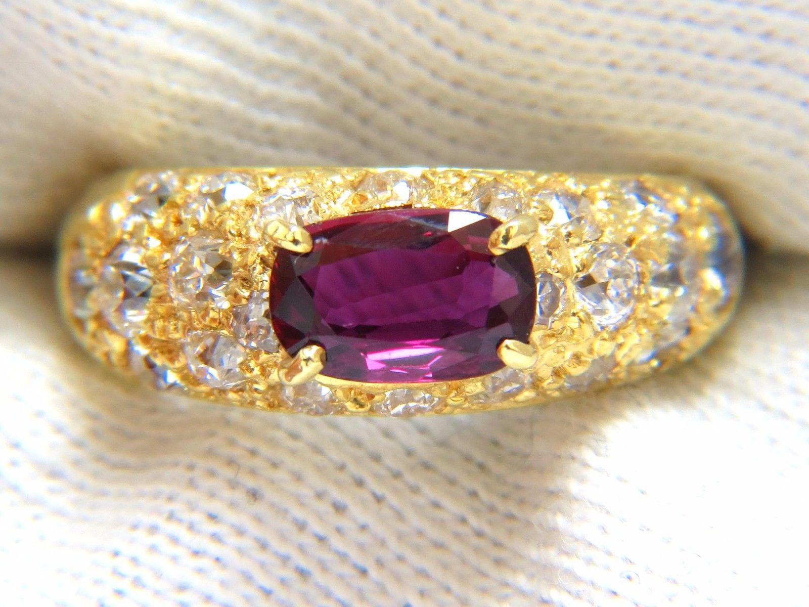 2.64 Carat Natural Oval Vivid Purple Red Ruby Diamonds Ring 18 Karat In New Condition In New York, NY