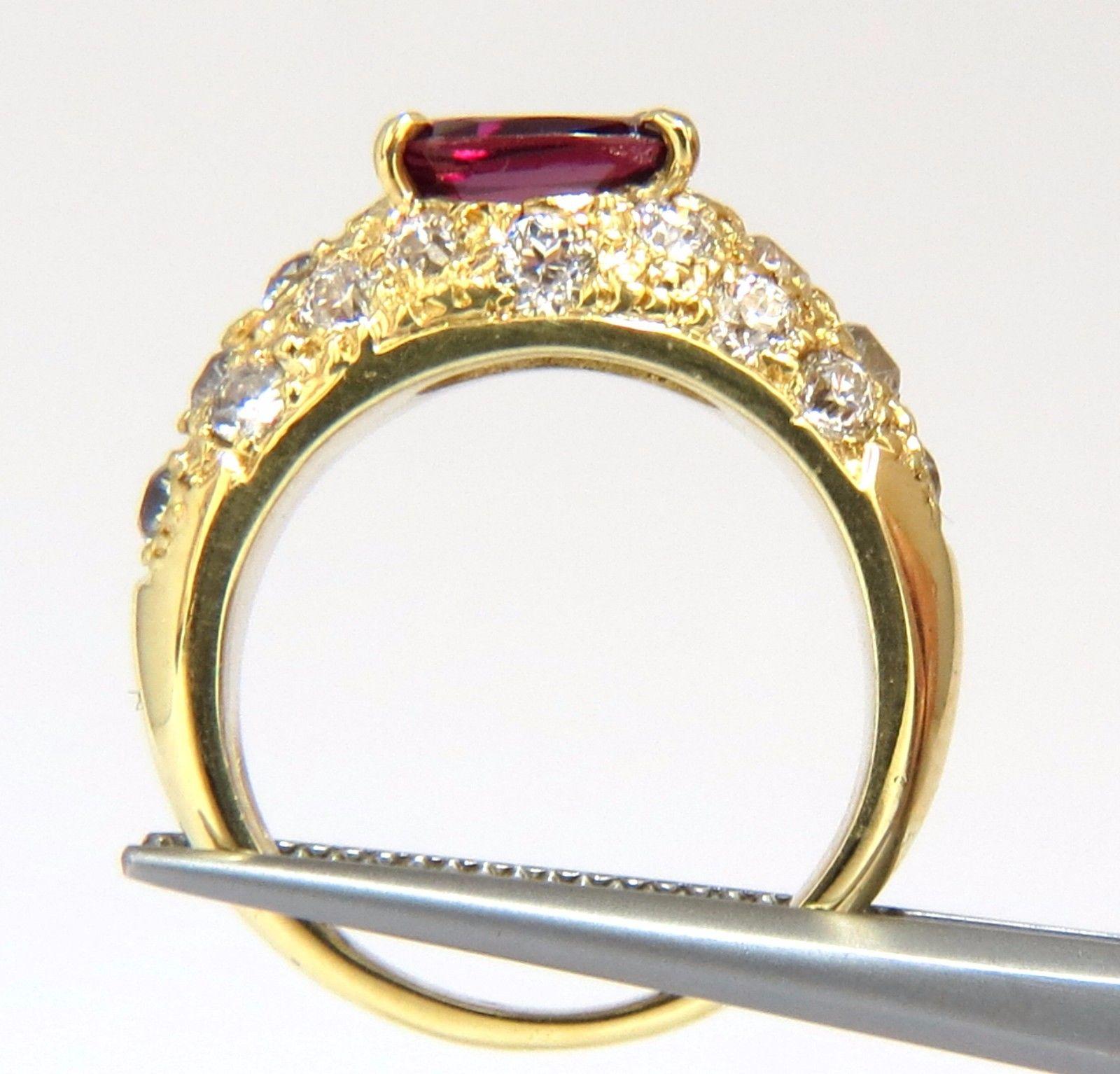 2.64 Carat Natural Oval Vivid Purple Red Ruby Diamonds Ring 18 Karat 1
