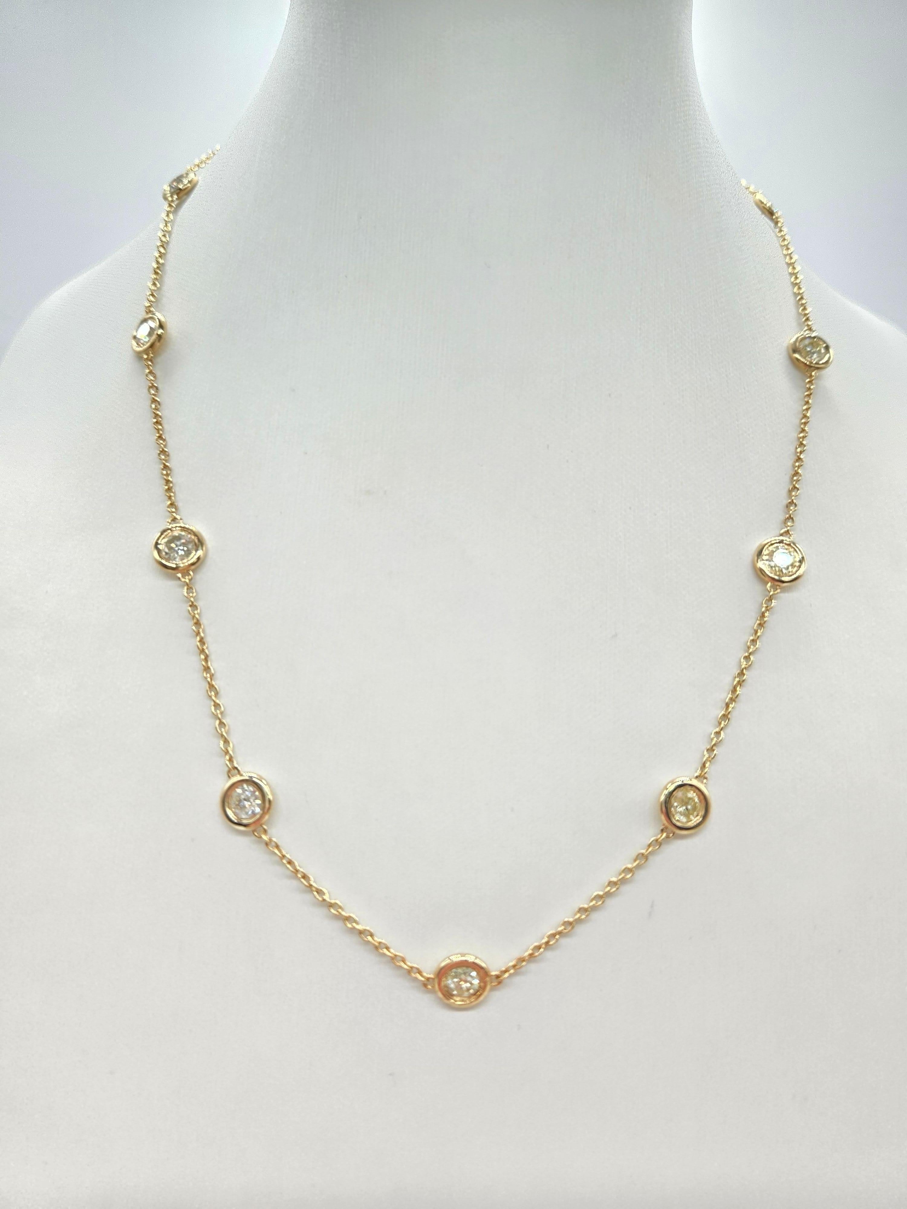 Natural Diamond by the Yard Necklace  Italian-Made 14K Yellow Gold  2.64 Carats  16-Inch  Solid Gold  Stunning Clarity & Sparkle

This beautiful Natural Diamond by the Yard Necklace is crafted with care and precision in Italian-made 14K yellow gold.