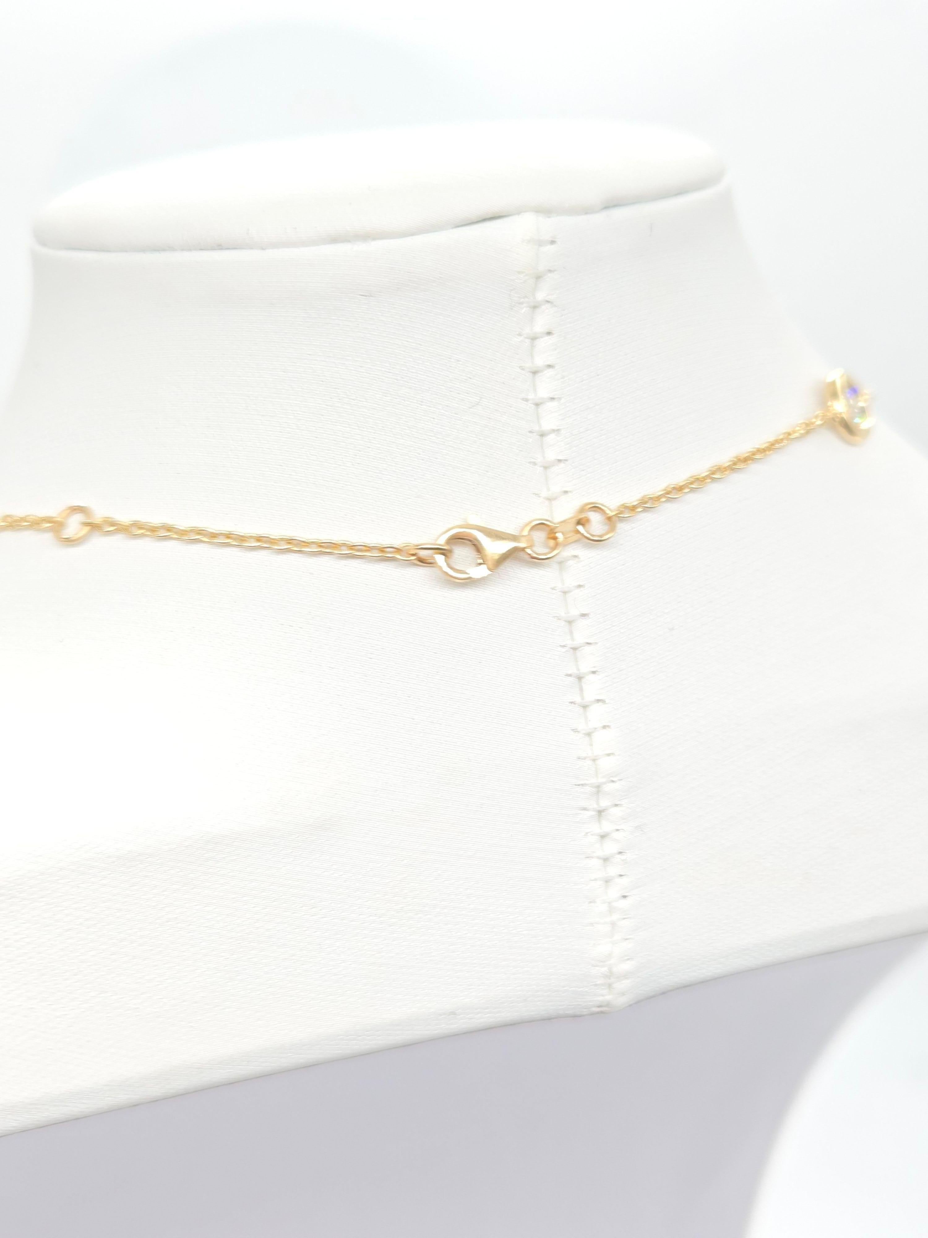 Women's 2.64 Carat Natural Diamond By The Yard Necklace 14 Karat Yellow Gold 16''