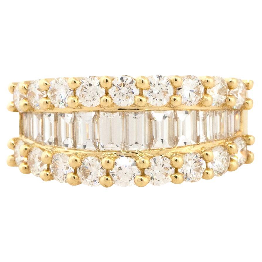 2.64 Carat Round and Baguette Cut Diamond Bridal Band 18 Karat In Stock For Sale