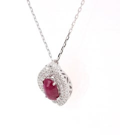 2.64 Carat Ruby Diamond White Gold Chain Necklace