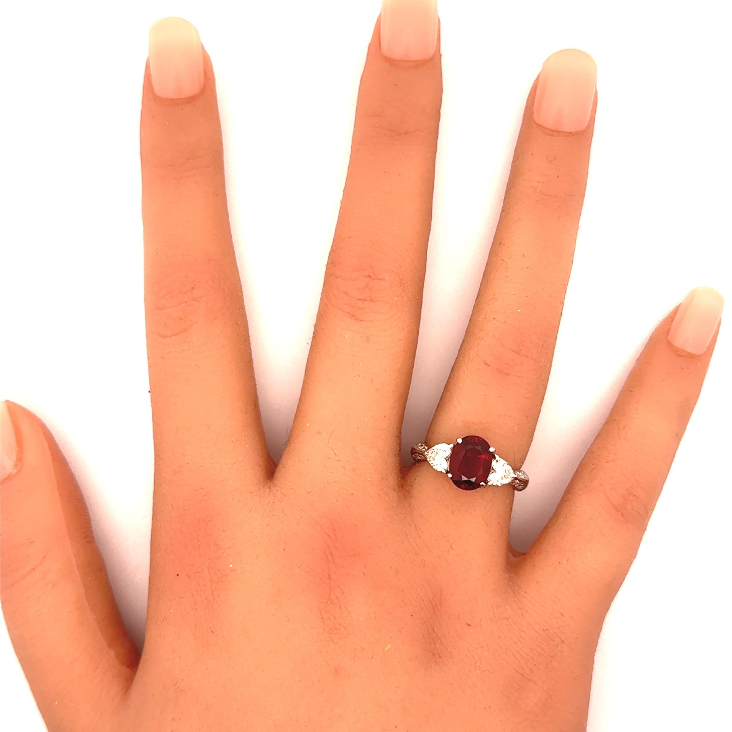 Platinring mit 2.64 Karat Rubin und Diamant, GIA-zertifiziert Damen im Angebot