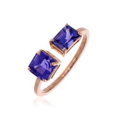 2.64 Carat Tanzanite Gemstone Cuff Ring Solid 14 Karat Rose Gold Fine Jewelry