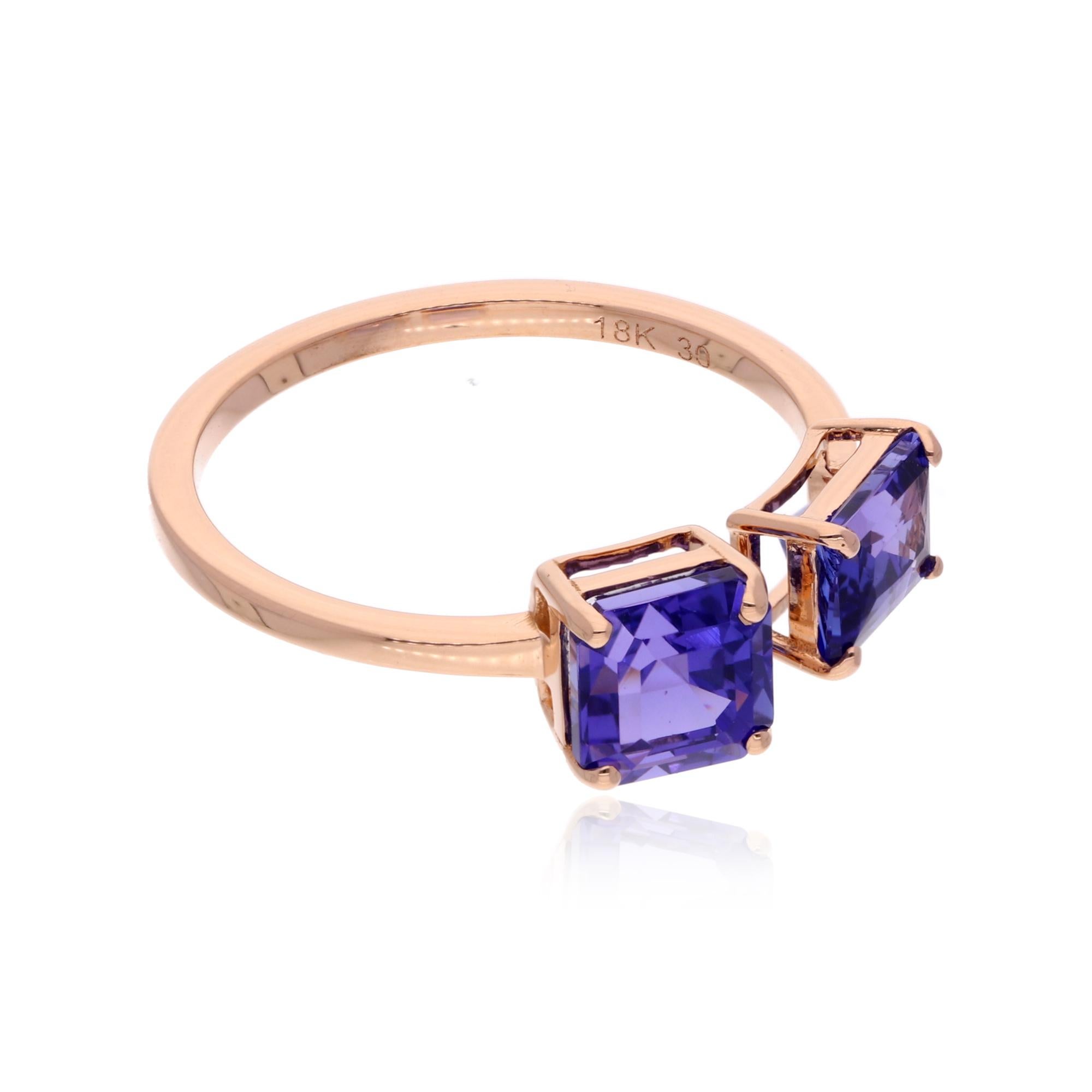 For Sale:  2.64 Carat Tanzanite Gemstone Cuff Ring Solid 18 Karat Rose Gold Fine Jewelry 2