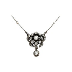 Victorian Diamond Floral Necklace in Silver on Gold