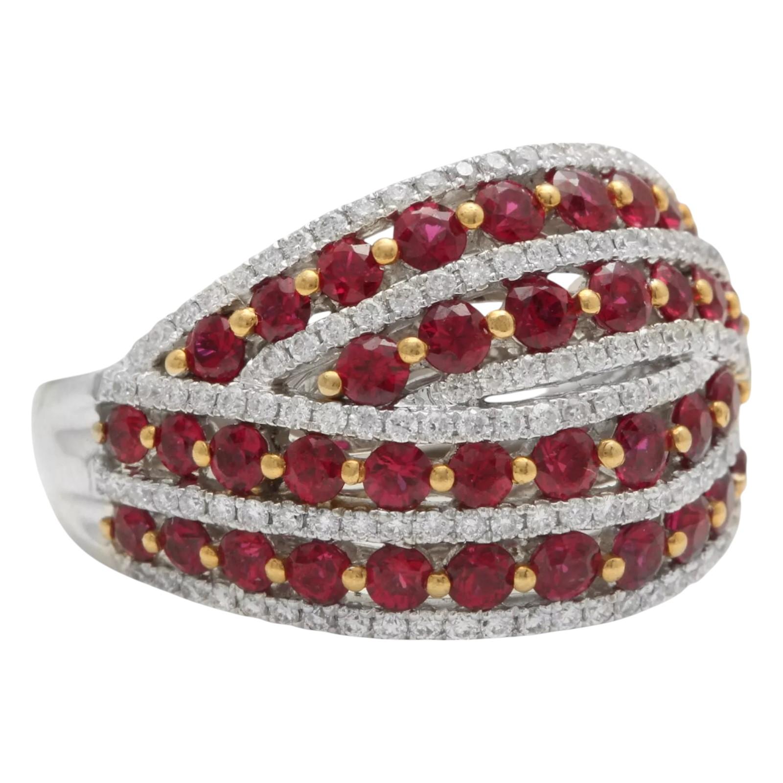 2.64 Carats Impressive Natural African Ruby and Diamond 18K Solid White Gold Ring


Suggested Replacement Value: $6,500.00

Total Red Ruby Weight is: 2.04 Carats (High Quality)

Ruby Treatment: Heat

Width of the ring is: 14.63mm

Natural Round