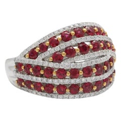2.64 Carats Natural African Ruby and Diamond 18K Solid White Gold Ring