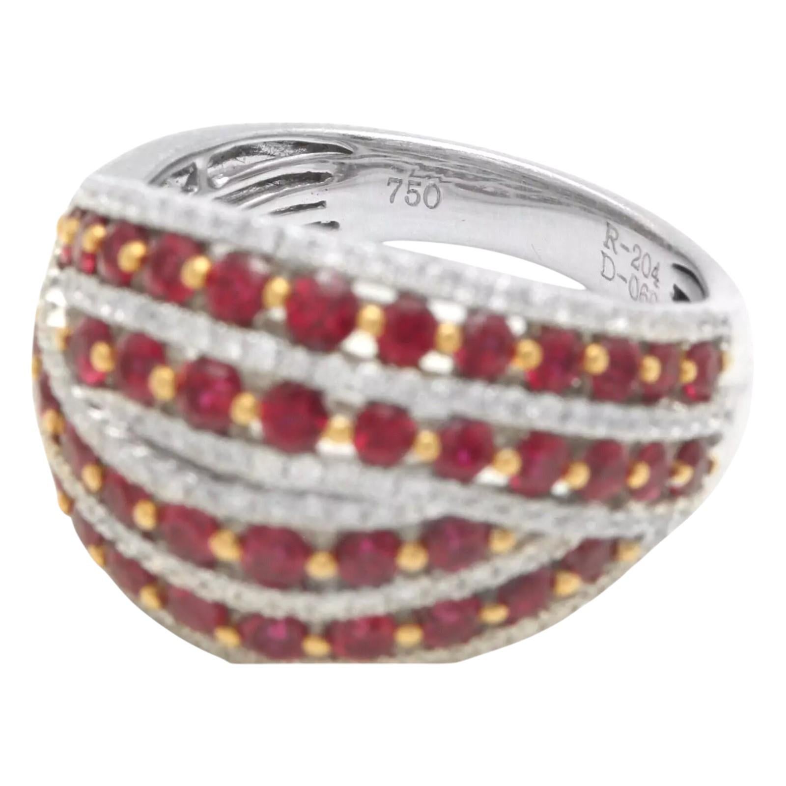 2.64 Carats Natural African Ruby and Diamond 18K Solid White Gold Ring For Sale 1