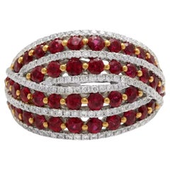 Bague en or blanc massif 18 carats, rubis africain naturel de 2,64 carats et diamants
