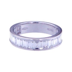 2.64 Ct Diamonds Baguette Cut 18kt White Gold Unisex Wedding Ring