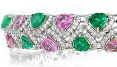 Armreif aus 2,74 Karat Smaragd und 3,61 Karat rosa Saphir