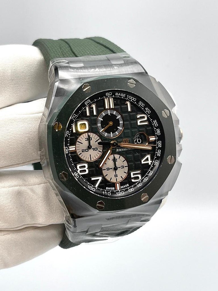 26405CE.OO.A056CA.01 Audemars Piguet Royal Oak Offshore Ceramic Green Dial 2021 In New Condition For Sale In New York, NY