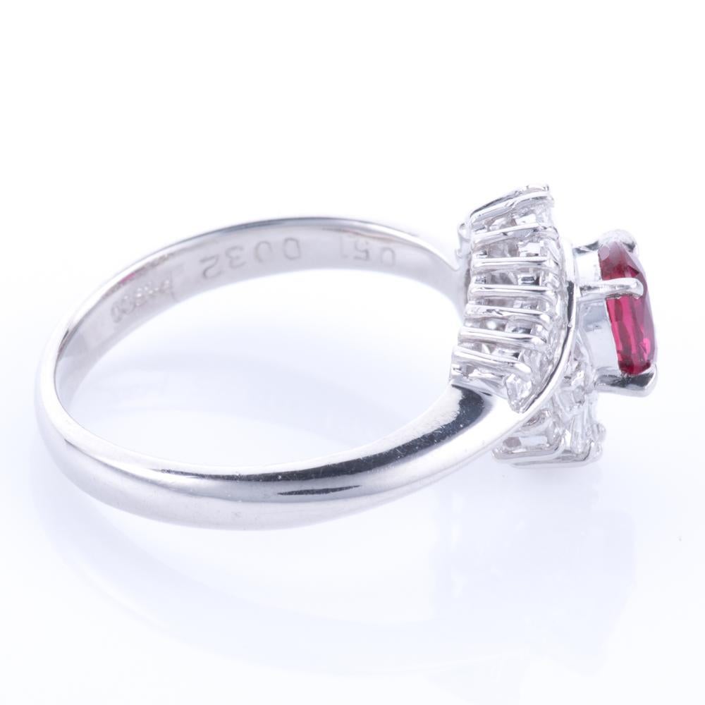 20th Century 26.41ct Platinum Ring Set with Natural Ruby & Diamonds GWLAB Certified For Sale