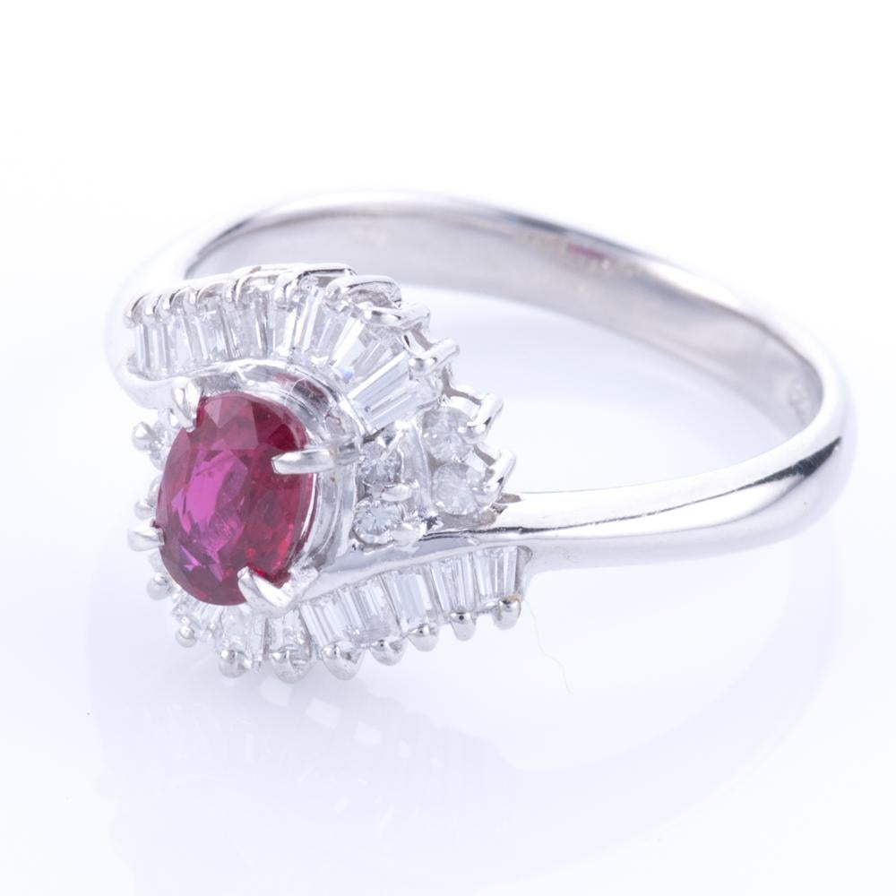 26.41ct Platinum Ring Set with Natural Ruby & Diamonds GWLAB Certified For Sale 3