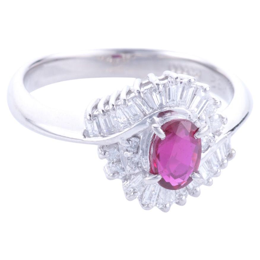 26.41ct Platinum Ring Set with Natural Ruby & Diamonds GWLAB Certified