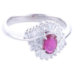 26.41ct Platinum Ring Set with Natural Ruby & Diamonds GWLAB Certified 