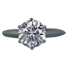 26460 Tiffany & Co Platinum 2.06ct H VS1 Round Diamond 6 Prong Engagement Ring