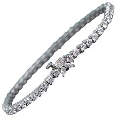 26495 Tiffany Victoria Platinum 4.49ct Marquise Round Diamond Tennis Bracelet