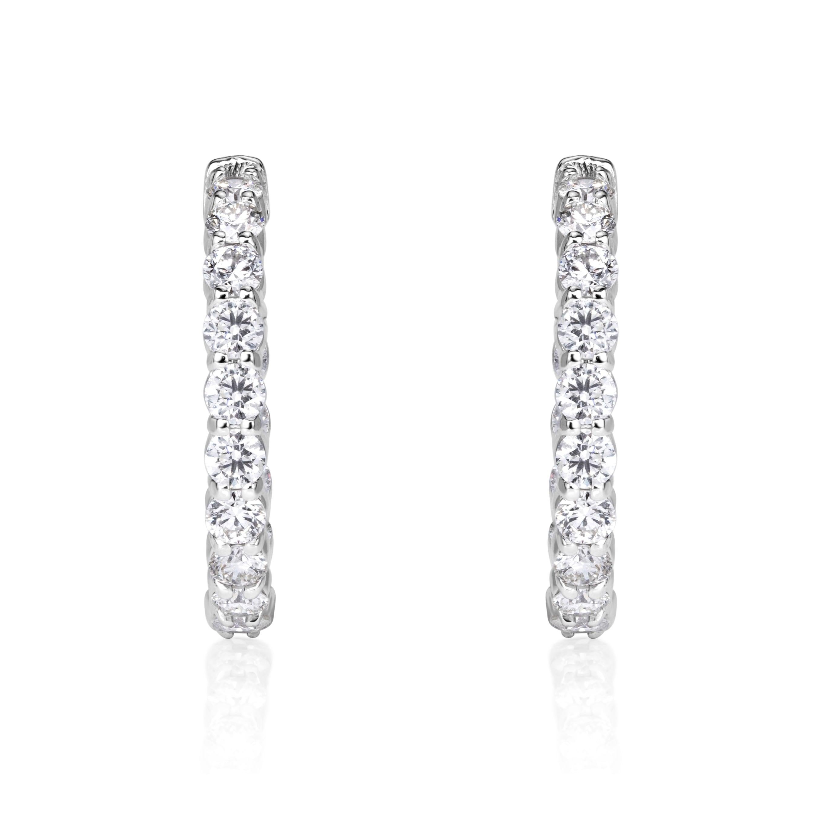 2.64ct 0.75 Inch Diamond Pavé Hoop Earrings