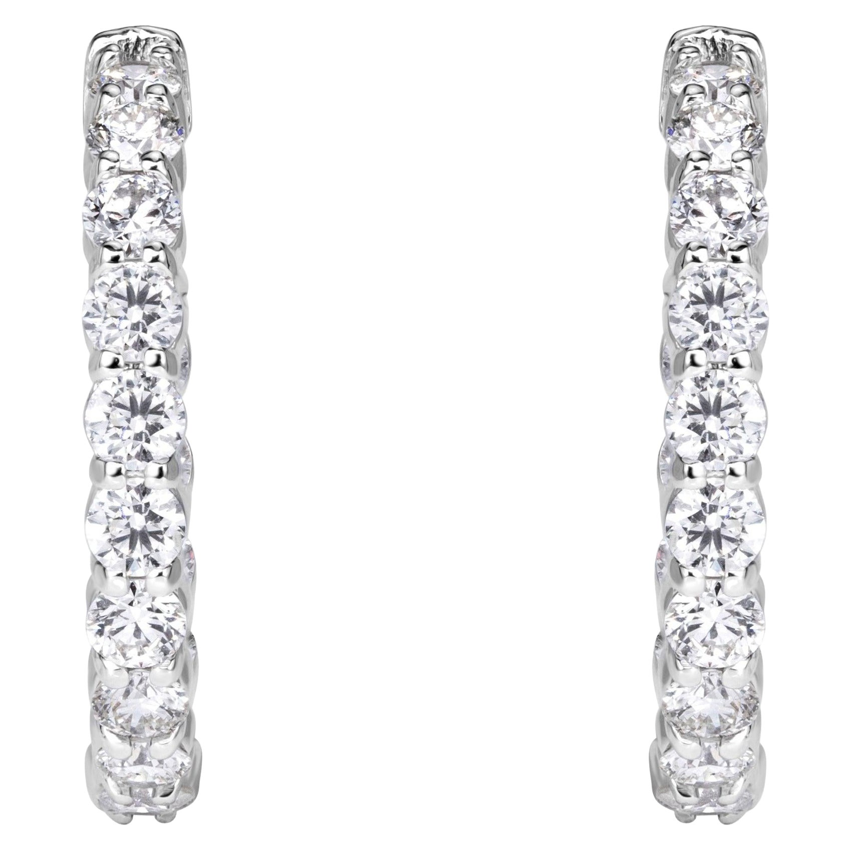 2.64ct 0.75 Inch Diamond Pavé Hoop Earrings