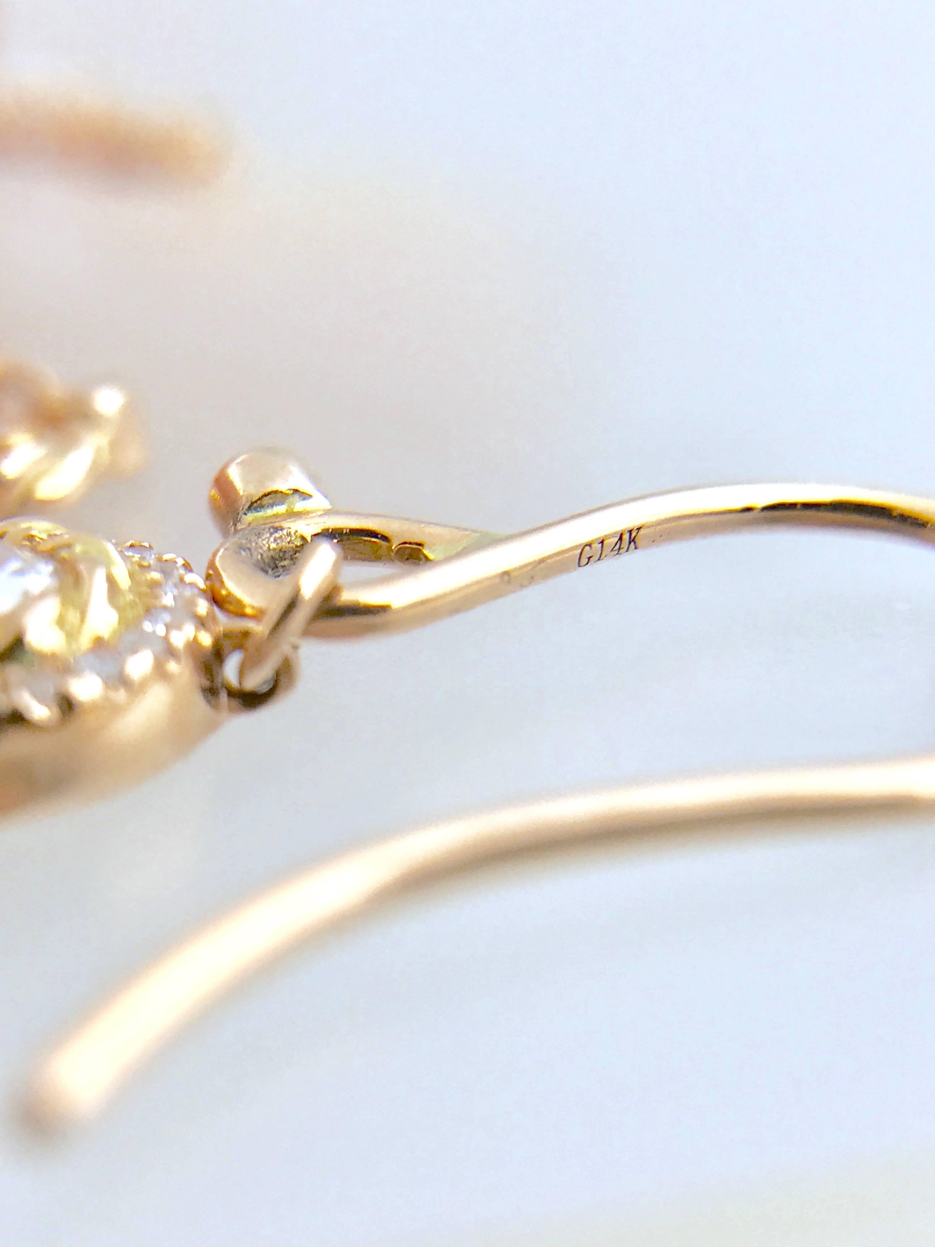 Women's Athena Rose-Cut Diamond Chandelier Earrings 18K Yellow Gold For Sale