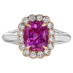 2.64ct cushion-cut intense Pink Sapphire ring. GIA certified.