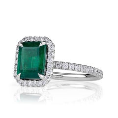 2.64ct Emerald Cut Green Emerald Engagement Ring