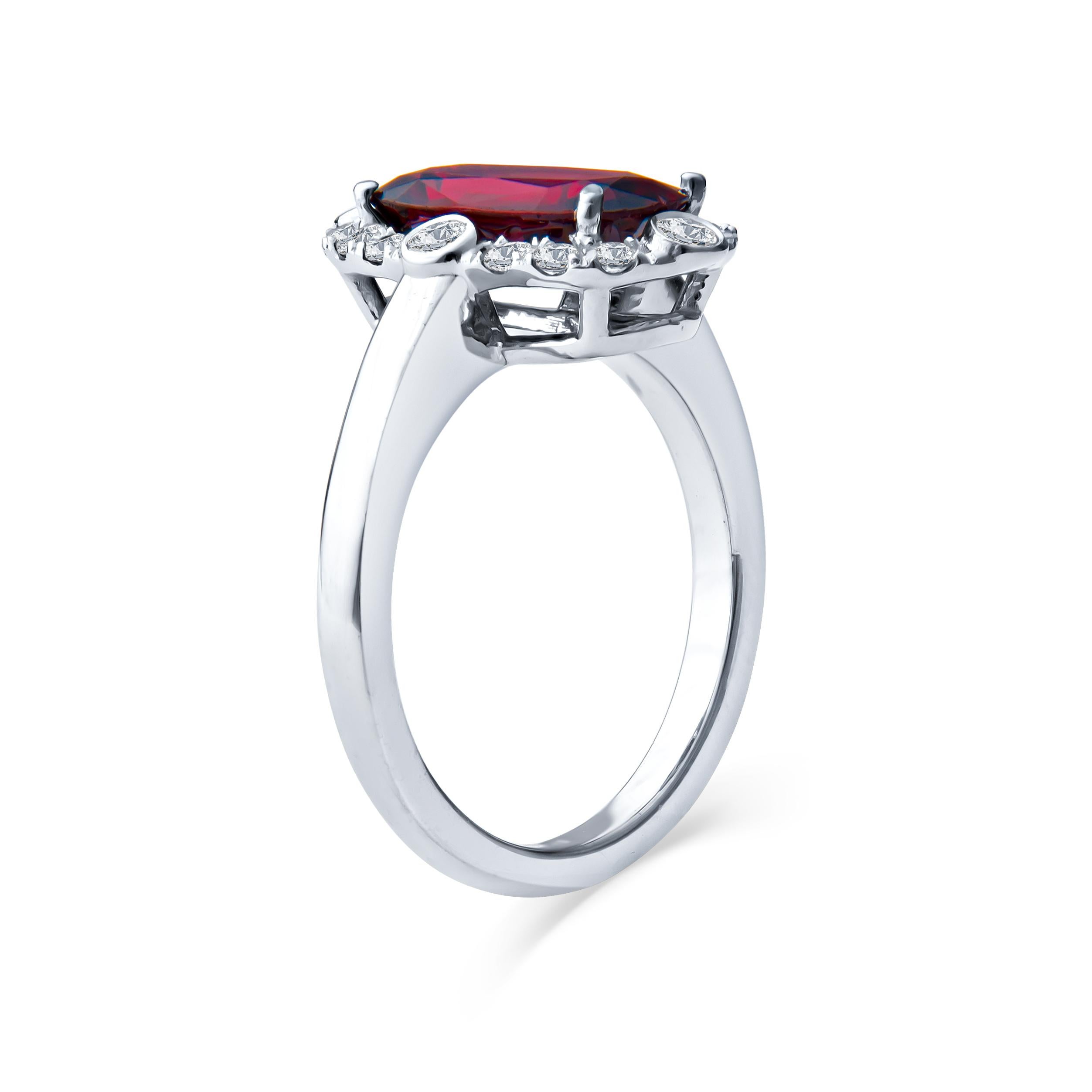 Cushion Cut 2.64ct GIA Certified Cushion Ruby with 0.40ct in Round Brilliant Diamonds Ring