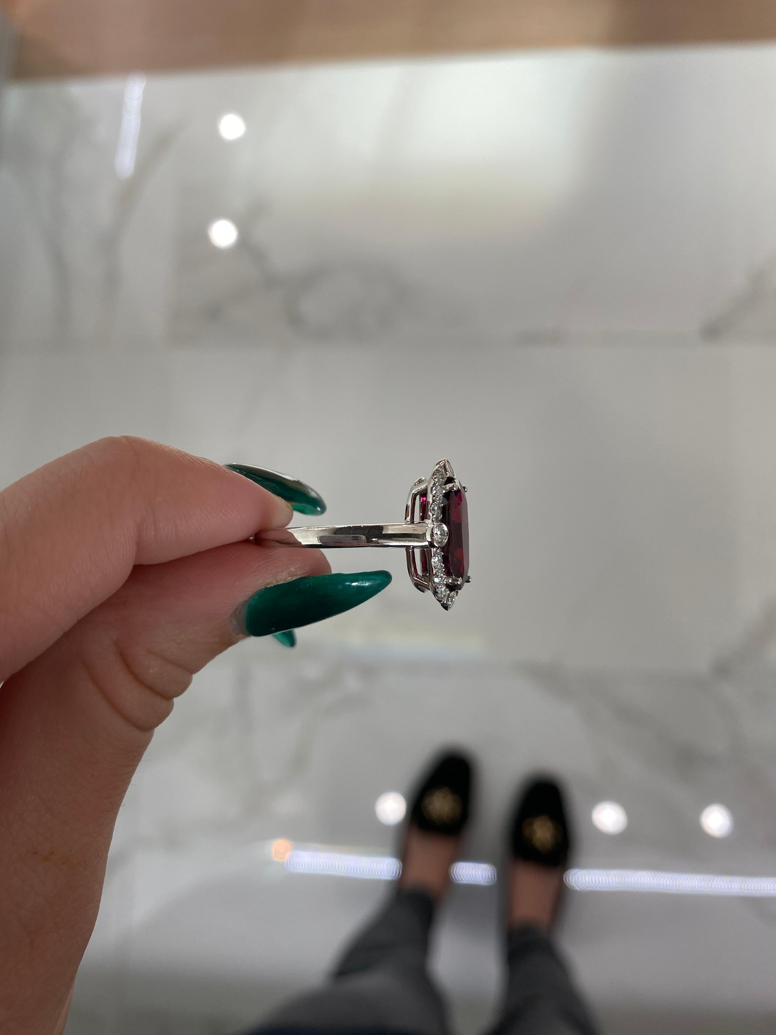 2.64ct GIA Certified Cushion Ruby with 0.40ct in Round Brilliant Diamonds Ring 1