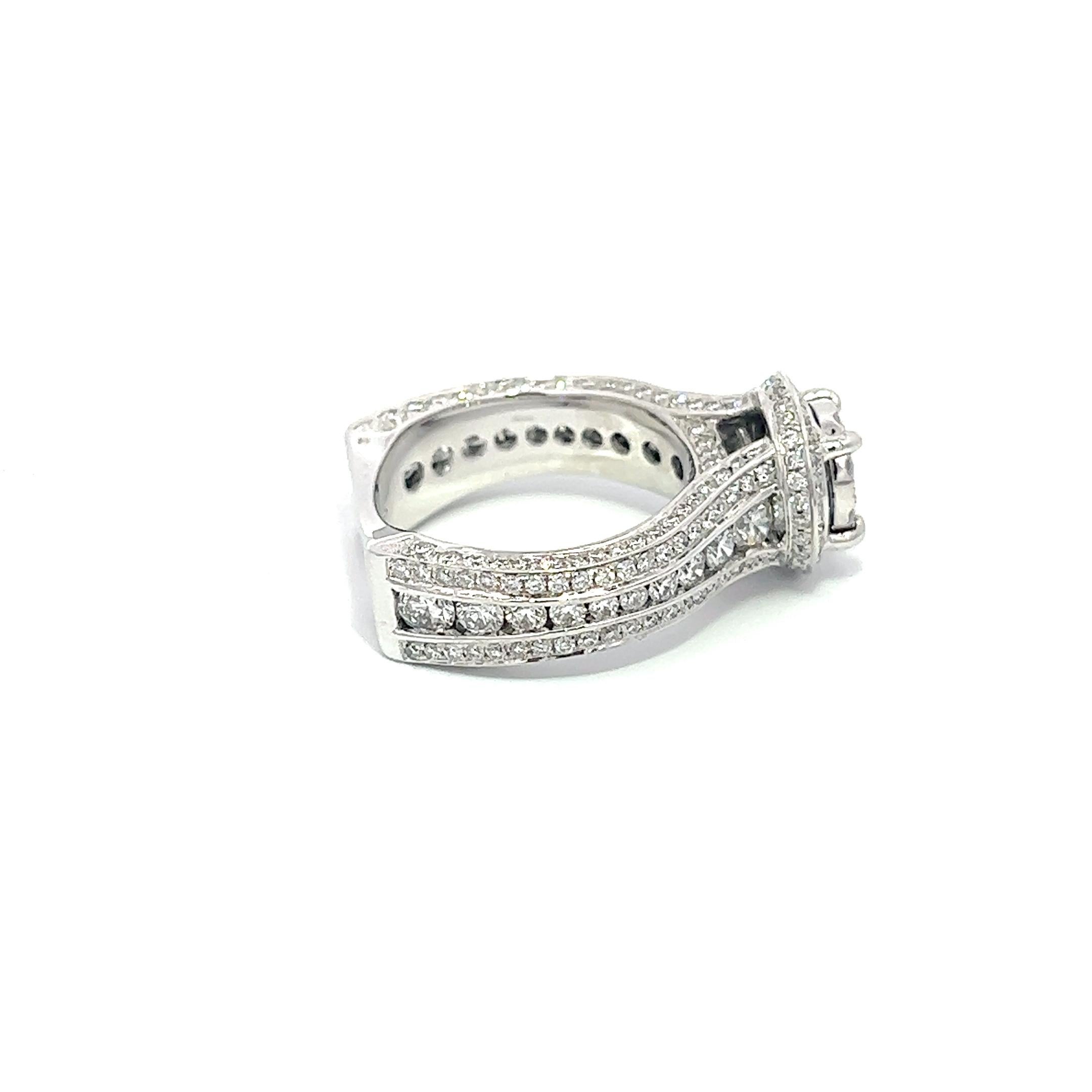 Round Cut 2.64CT Natural Diamond Engagement Ring set in 14K White Gold
