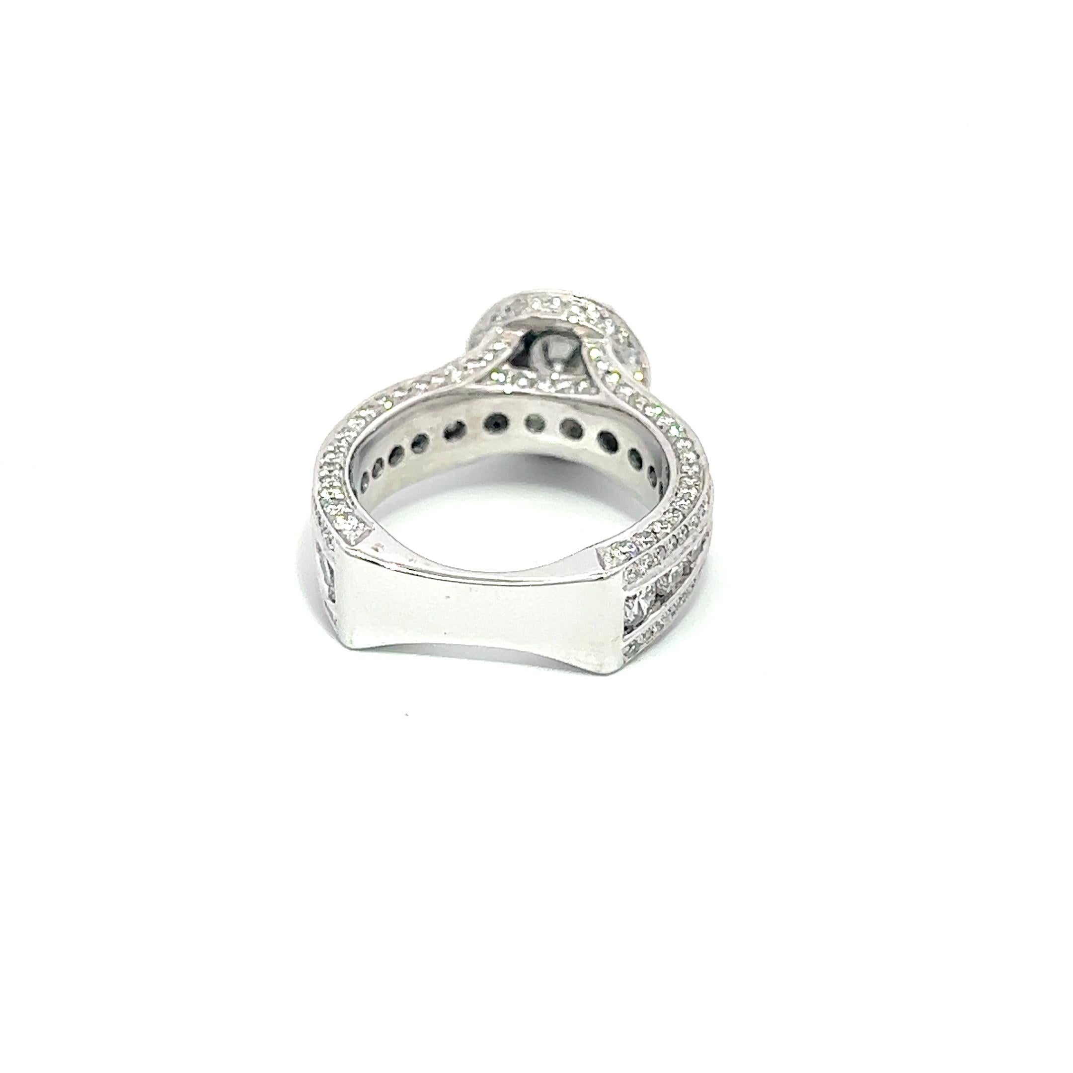 2.64CT Natural Diamond Engagement Ring set in 14K White Gold In New Condition In New York, NY