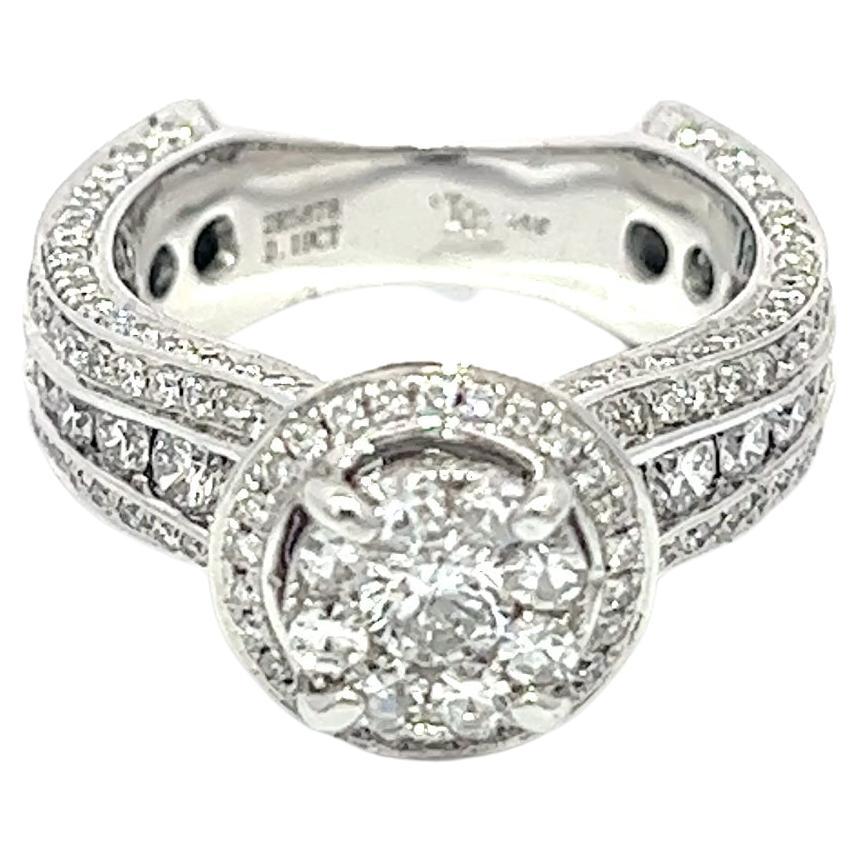 2.64CT Natural Diamond Engagement Ring set in 14K White Gold For Sale