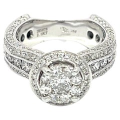 Anello di fidanzamento con diamante naturale da 2,64 carati in oro bianco 14 carati