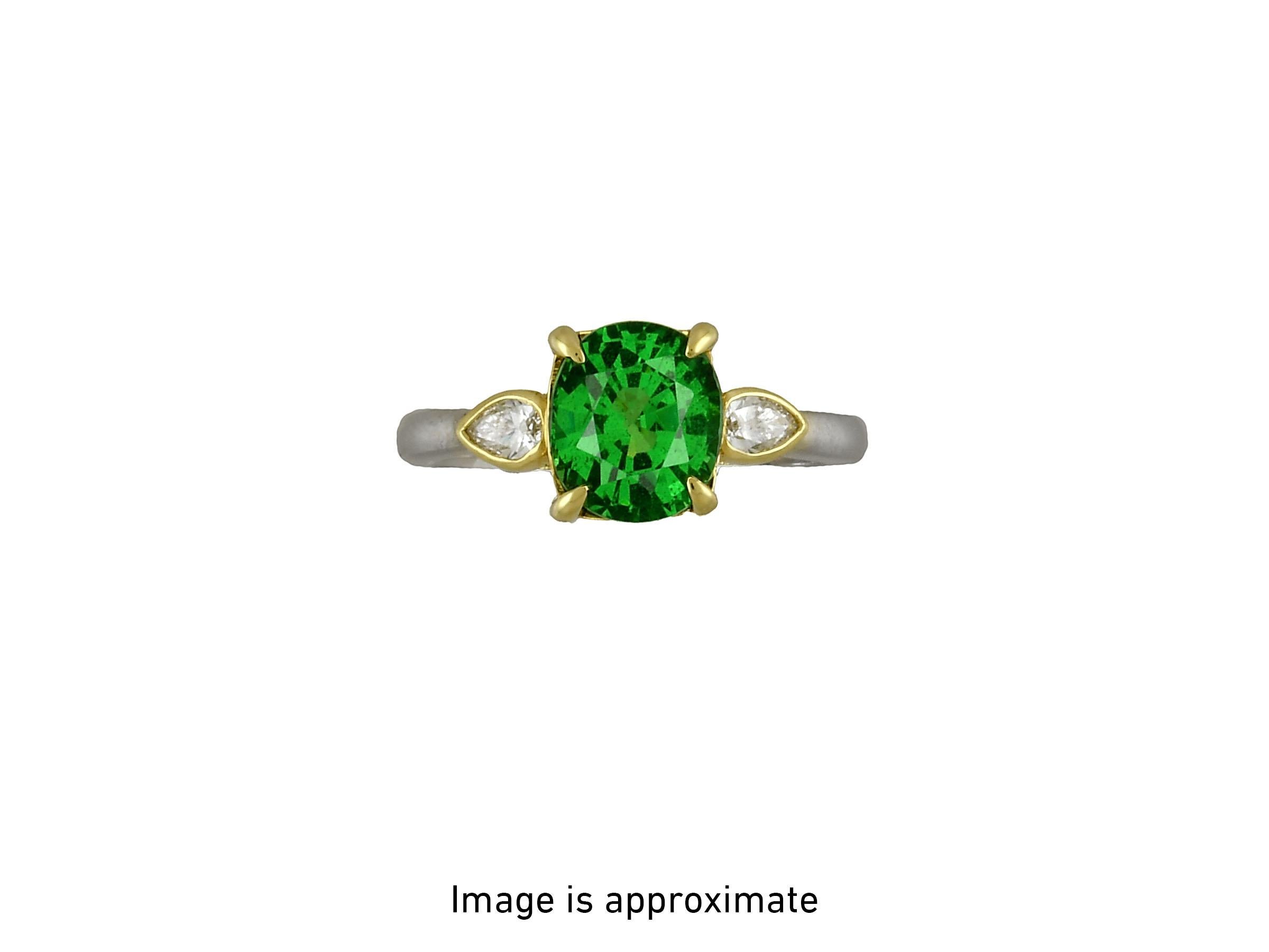 Modern 2.64ct untreated Tsavorite Garnet ring. GIA certified. For Sale