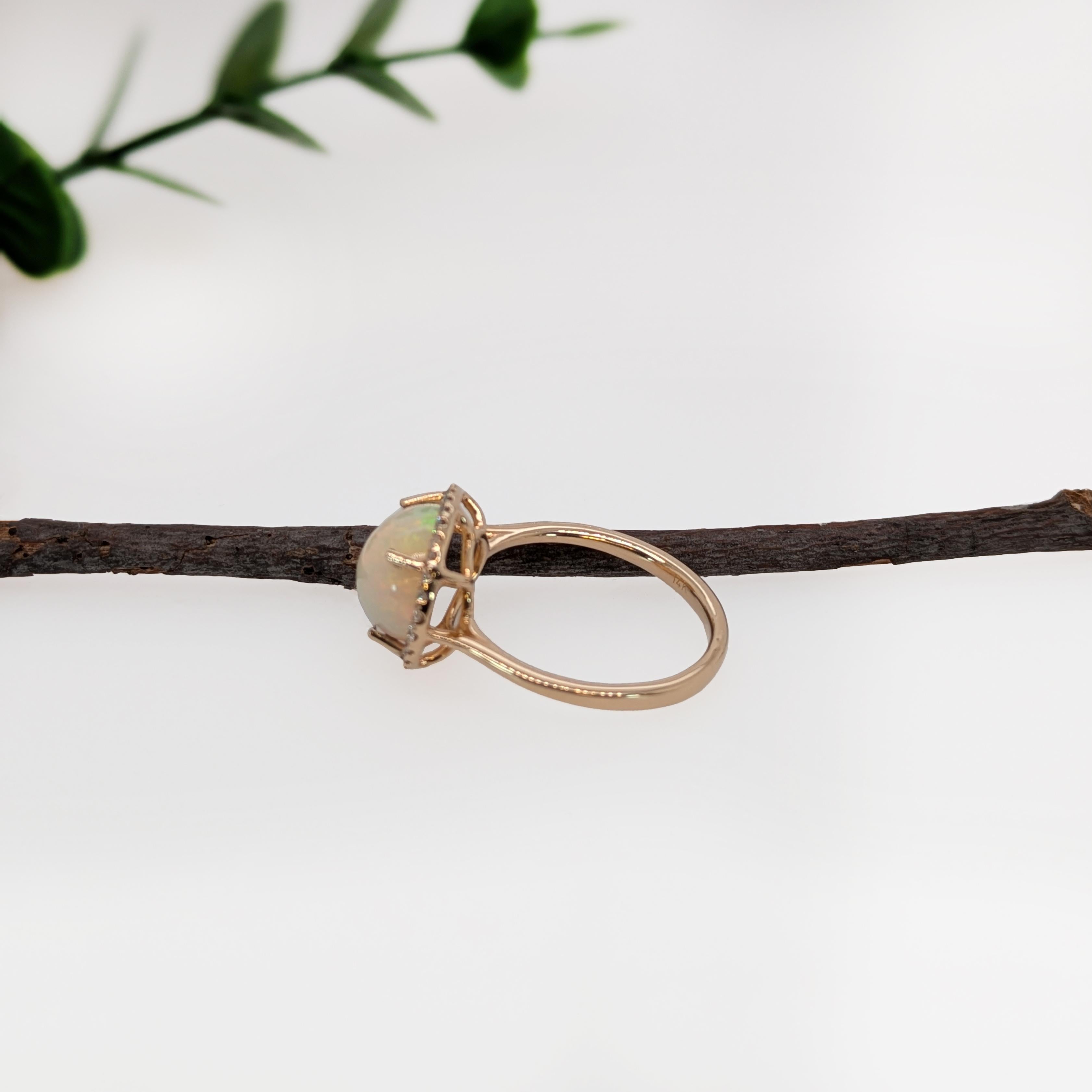 2.64cts Opal Ring w Diamond Halo in 14K Yellow Gold  Oval 12X9mm For Sale 3