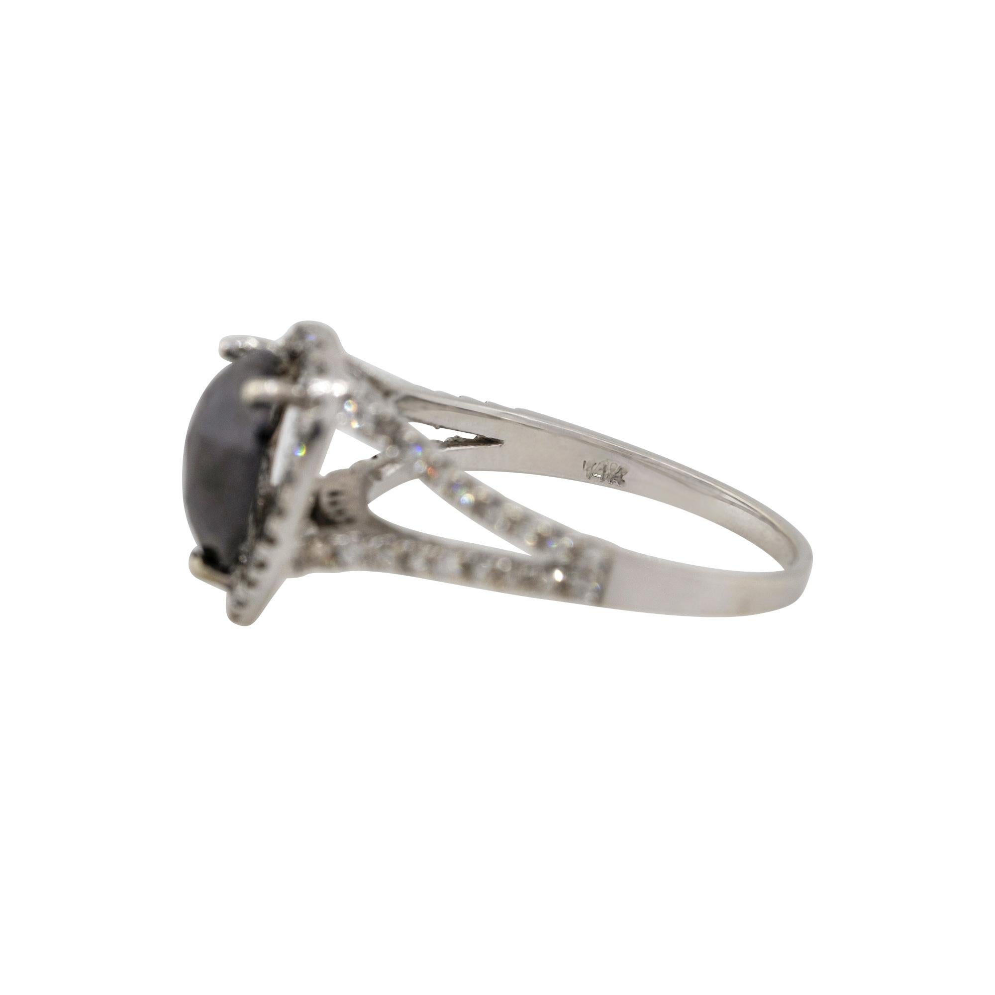 2.65 Carat Black and White Diamond Pear Shape Ring 14 Karat in Stock In New Condition In Boca Raton, FL
