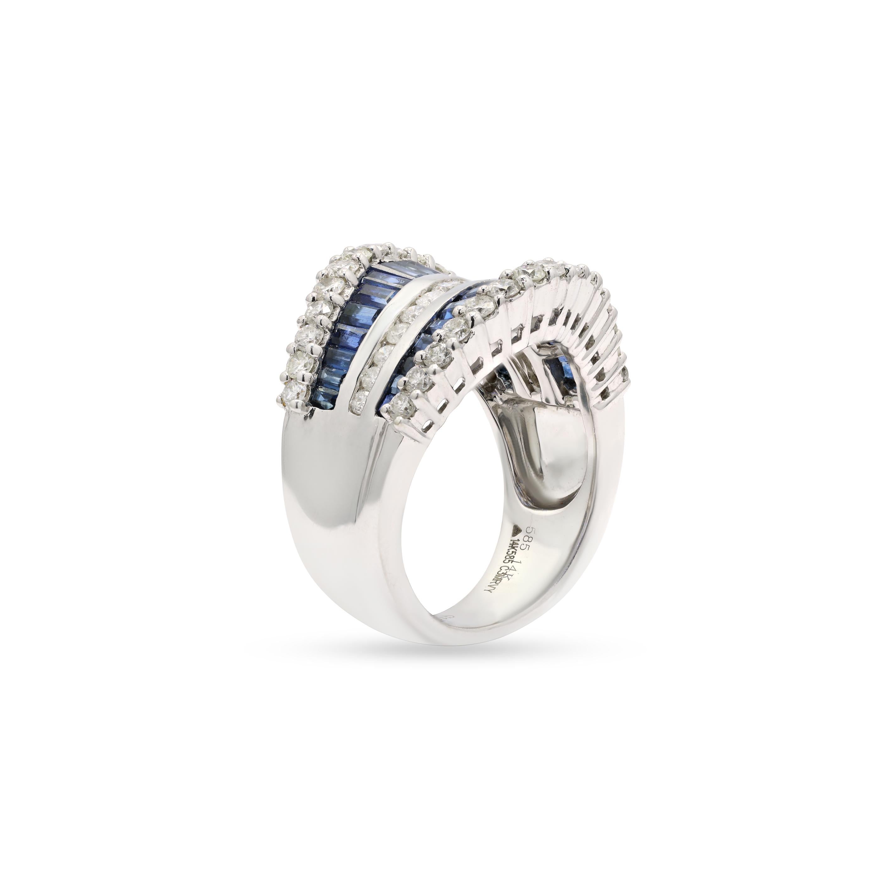 For Sale:  2.65 Carat Blue Sapphire and Diamond Cocktail Ring in 14 Karat White Gold 4