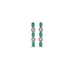 2.65 Carat Clear Zambian Emerald & Diamond Classic Earring in 18K gold